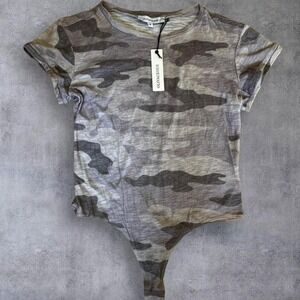 Olivaceous Camouflage Short Sleeve Crew Neck‎ Bodysuit Size Medium